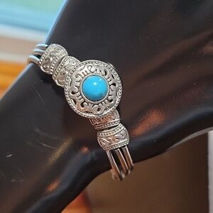 German Silver Faux Turquoise Bracelet